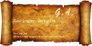 Geringer Arnold névjegykártya